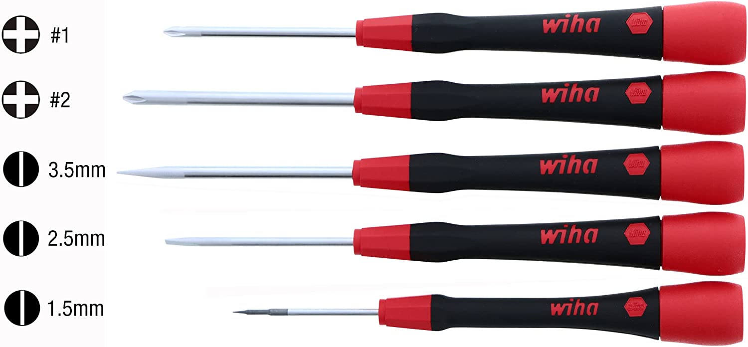 Wiha Precision Slotted & Phillips Screwdriver Set (5pc.) Supply