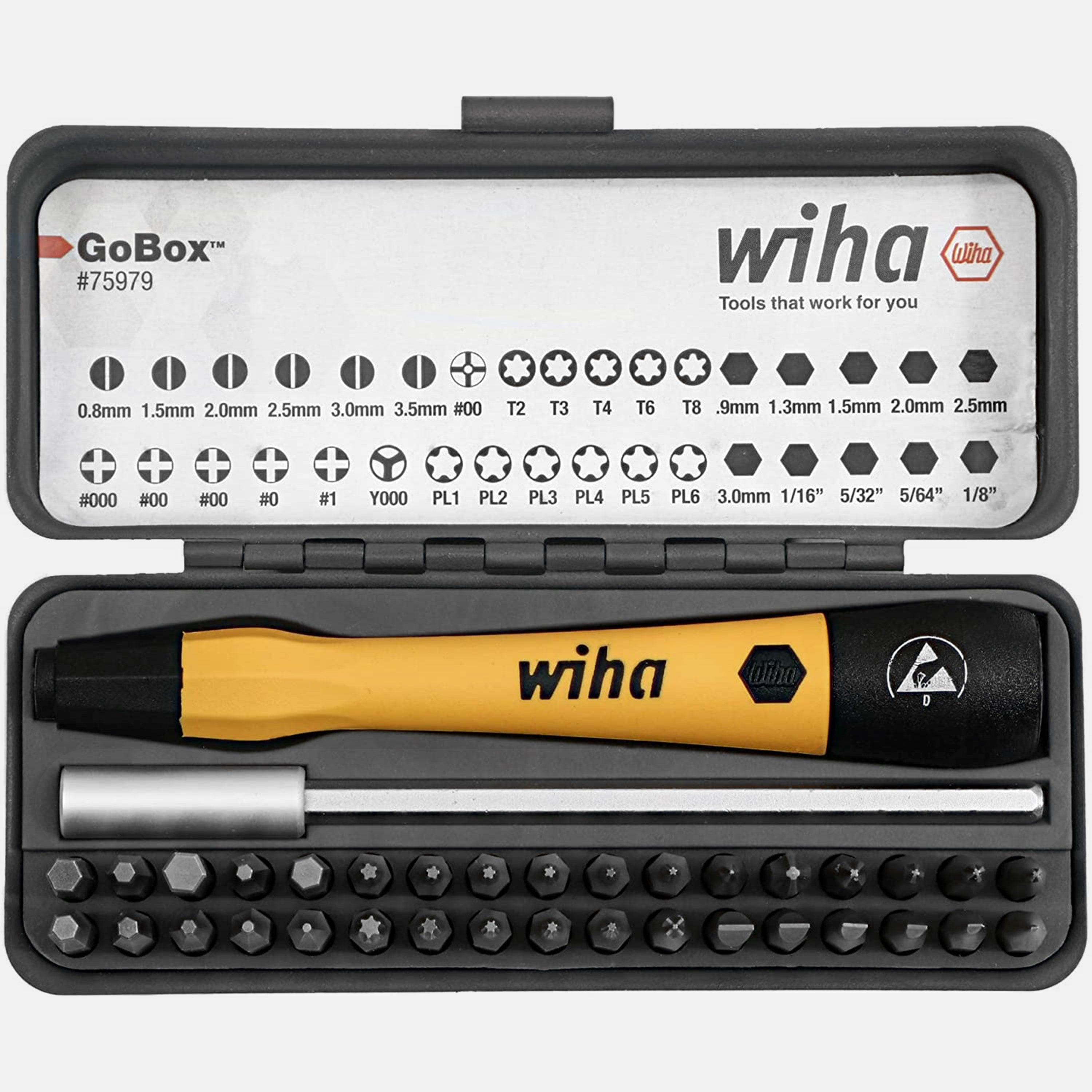 Wiha GoBox Electronics ESD Precision Micro Bit Set (36pc.) Hot on Sale