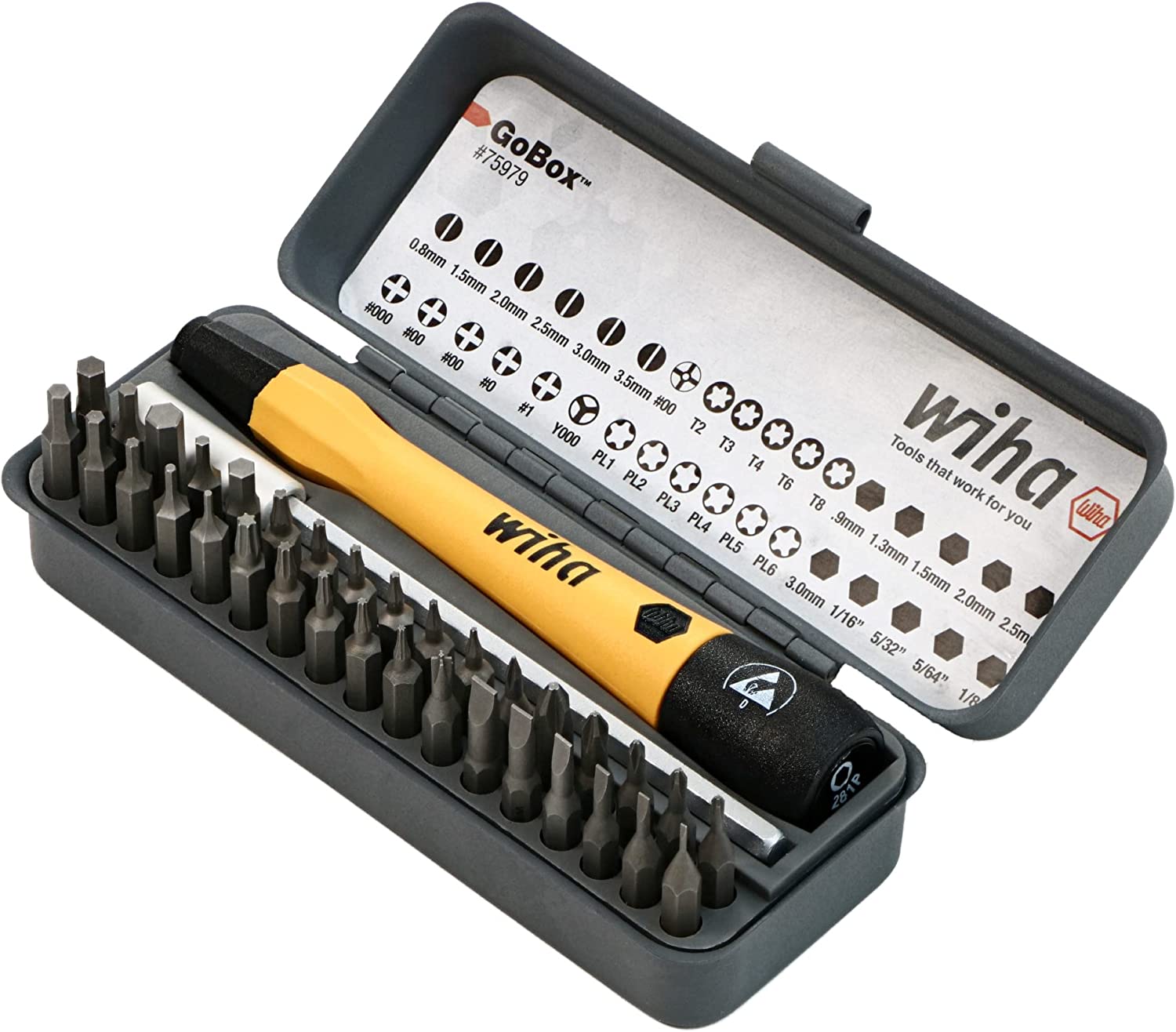 Wiha GoBox Electronics ESD Precision Micro Bit Set (36pc.) Hot on Sale