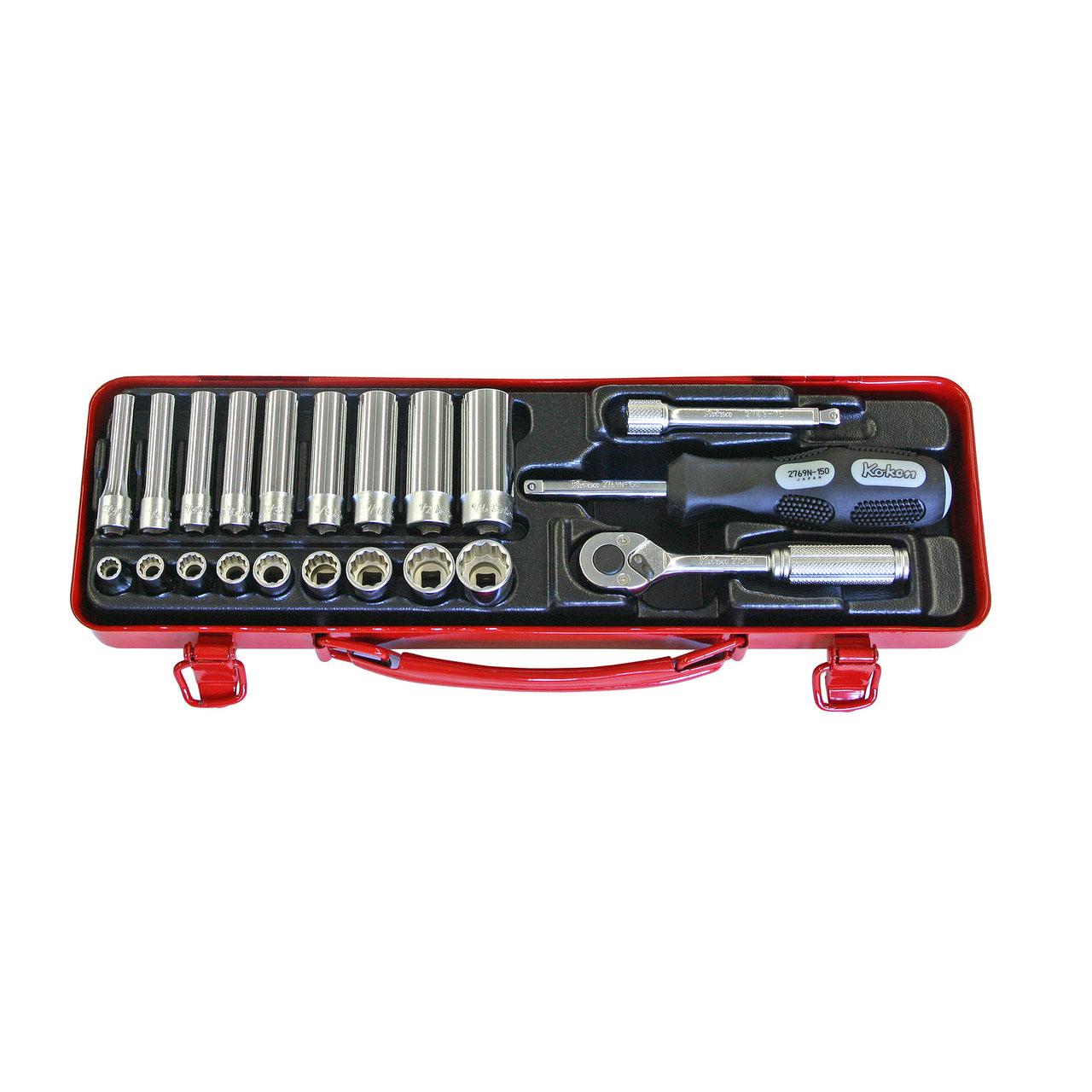 Ko-ken 2277A-12P 1/4 Sq. Dr. Socket set   12 point   21 pieces Online Hot Sale